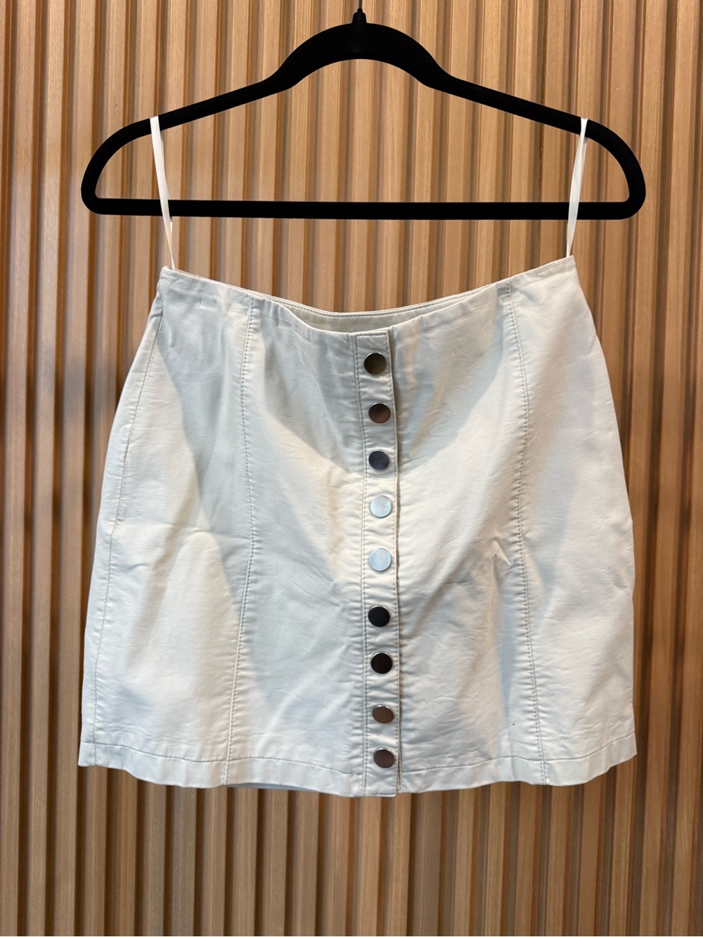 Free People White Button-Front Mini Skirt